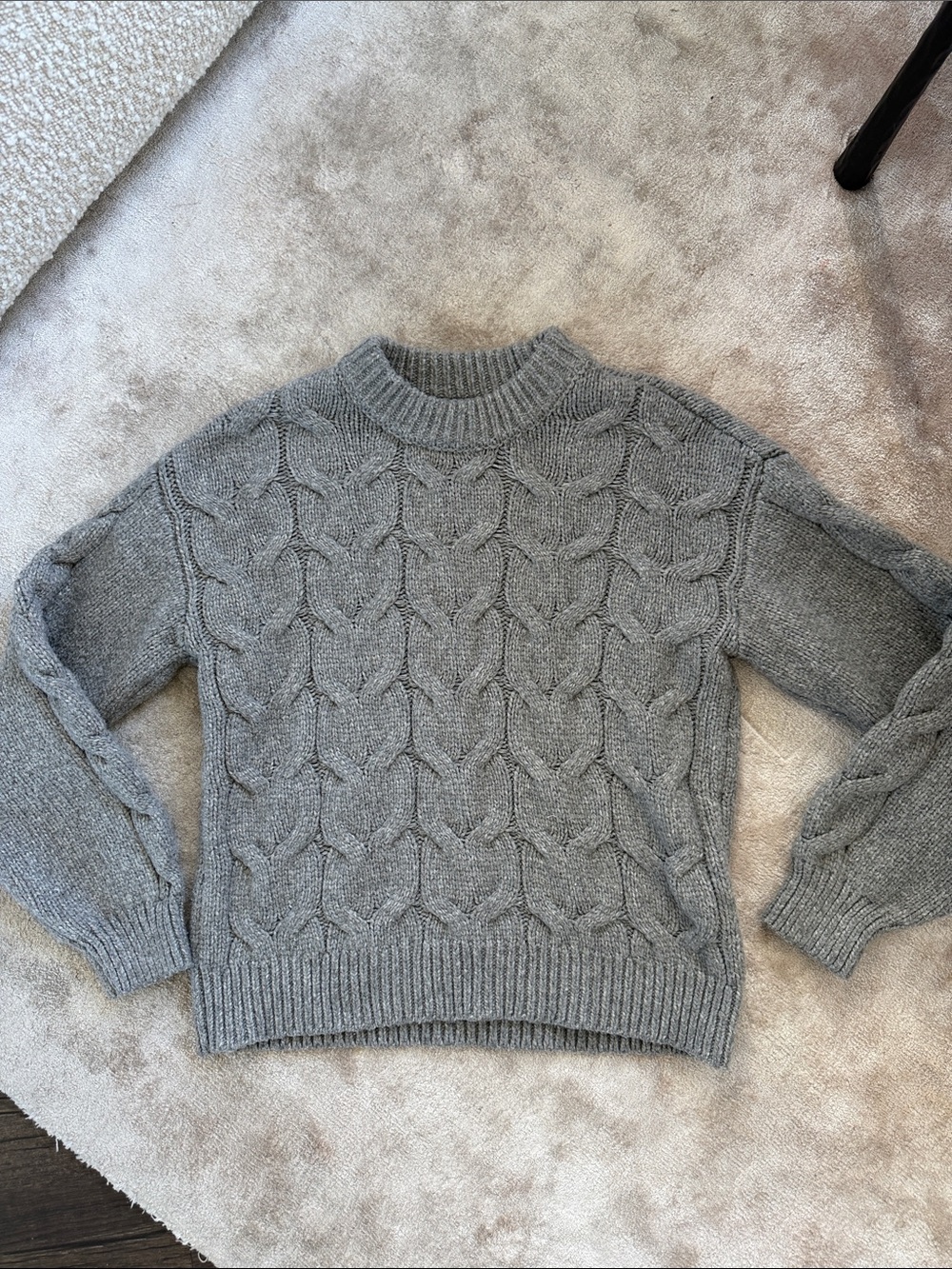 LC Lauren Conrad Gray Cable Knit Crewneck Sweater